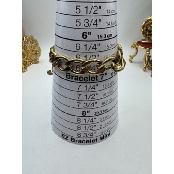 Juicy Couture Gold Tone Cuban Link Bracelet Key & J Charms Toggle Clasp Y2K - Picture 6 of 6